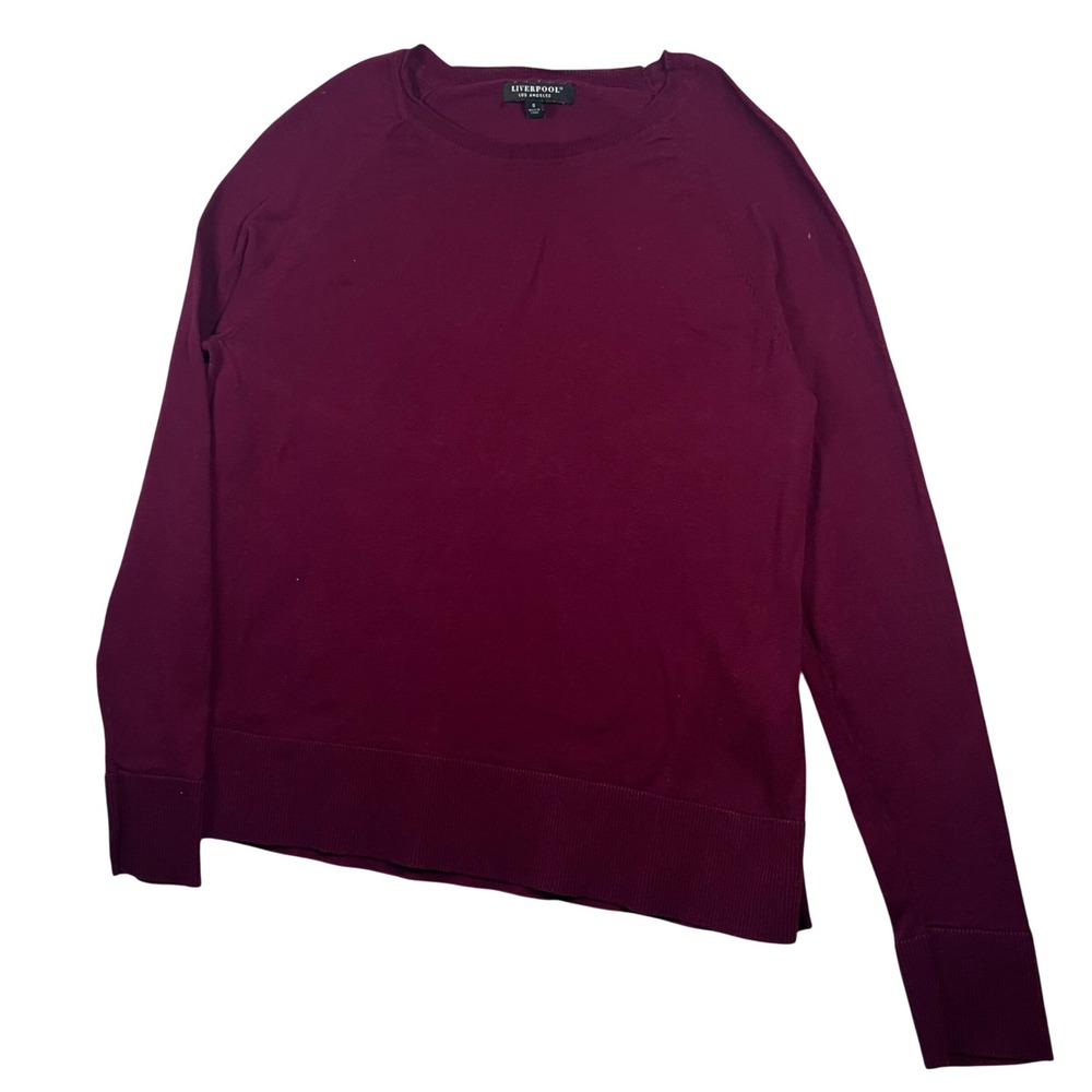 Liverpool Los Angeles Womens Burgundy‎ Knit Long Sleeve Pullover Sweater Small